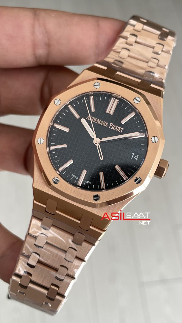 Audemars Piguet Royal Oak 15510 Siyah Kadran Rose Gold 50th Anniversary 41mm ZF Factory Swiss ETA Saat Audemars Piguet Royal Oak 15510 Siyah Kadran Rose Gold 50th Anniversary 41mm ZF Factory Swiss ETA Saat