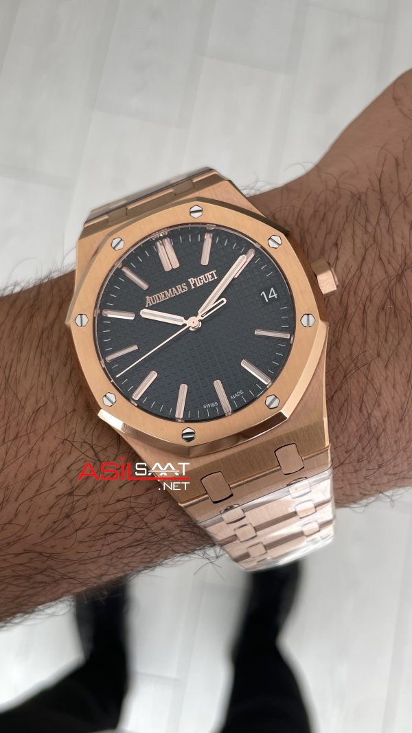 Audemars Piguet Royal Oak 15510 Siyah Kadran Rose Gold 50th Anniversary 41mm ZF Factory Swiss ETA Saat Audemars Piguet Royal Oak 15510 Siyah Kadran Rose Gold 50th Anniversary 41mm ZF Factory Swiss ETA Saat