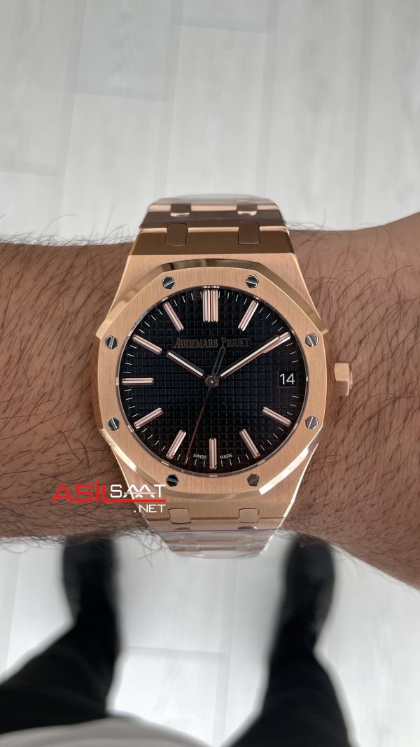 Audemars Piguet Royal Oak 15510 Siyah Kadran Rose Gold 50th Anniversary 41mm ZF Factory Swiss ETA Saat Audemars Piguet Royal Oak 15510 Siyah Kadran Rose Gold 50th Anniversary 41mm ZF Factory Swiss ETA Saat