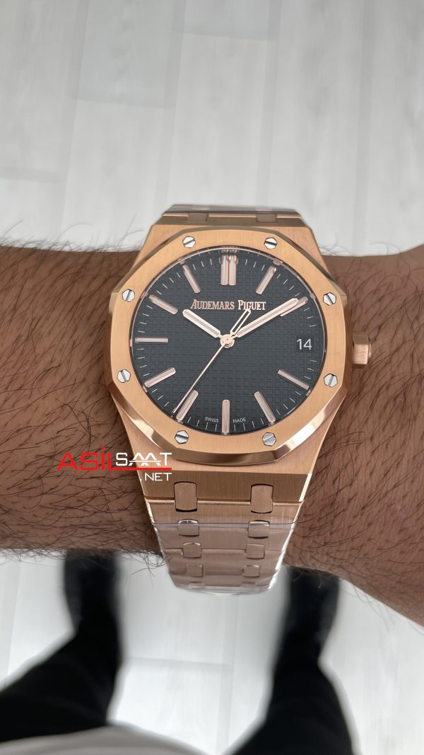 Audemars Piguet Royal Oak 15510 Siyah Kadran Rose Gold 50th Anniversary 41mm ZF Factory Swiss ETA Saat Audemars Piguet Royal Oak 15510 Siyah Kadran Rose Gold 50th Anniversary 41mm ZF Factory Swiss ETA Saat