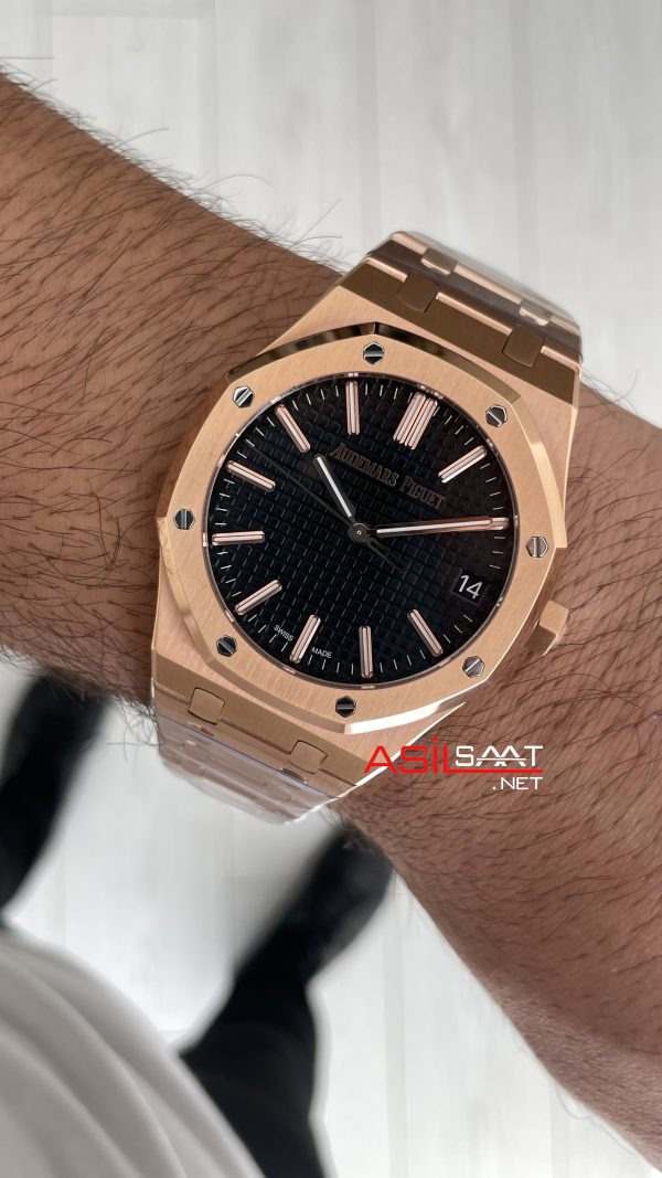 Audemars Piguet Royal Oak 15510 Siyah Kadran Rose Gold 50th Anniversary 41mm ZF Factory Swiss ETA Saat Audemars Piguet Royal Oak 15510 Siyah Kadran Rose Gold 50th Anniversary 41mm ZF Factory Swiss ETA Saat