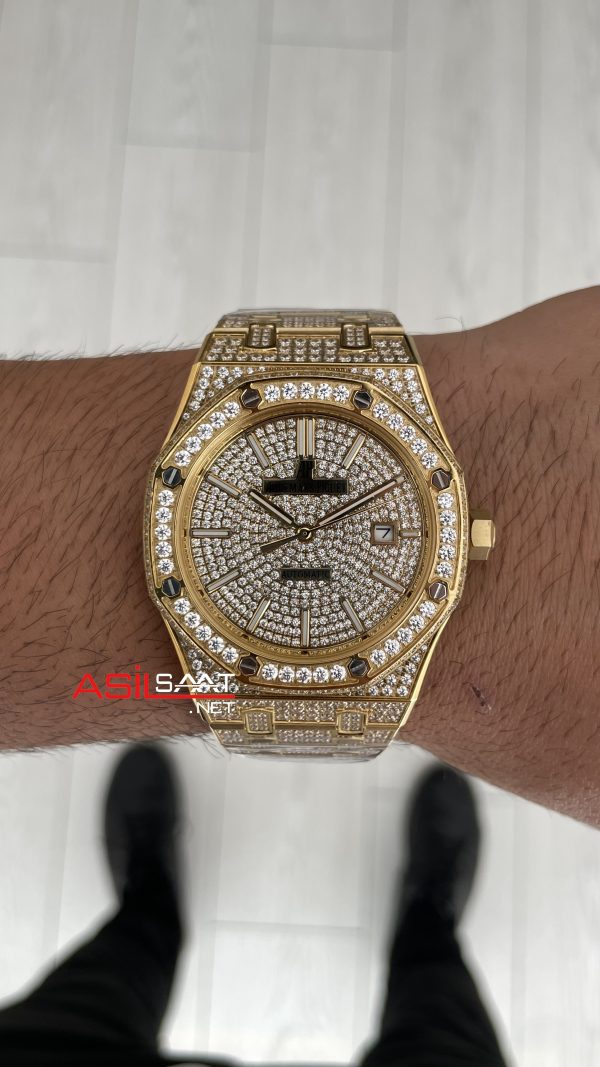 Audemars Piguet Royal Oak Diamond 41mm Gold Replika Saat
