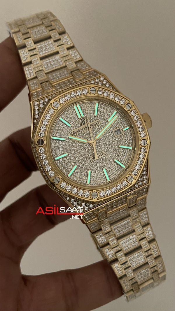 Audemars Piguet Royal Oak Diamond 41mm Gold Replika Saat
