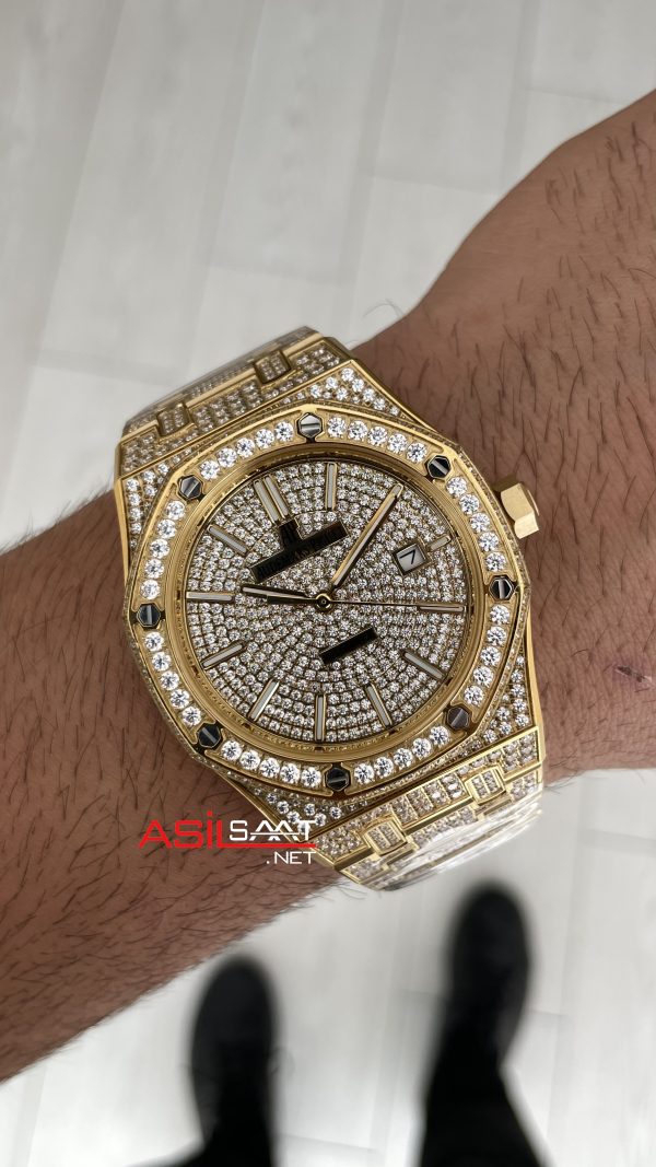 Audemars Piguet Royal Oak Diamond 41mm Gold Replika Saat