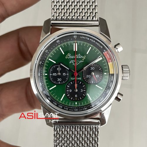 Breitling Ford Mustang Top Time B01 Yeşil Kadran AB017 Silver 41mm Replika Saat