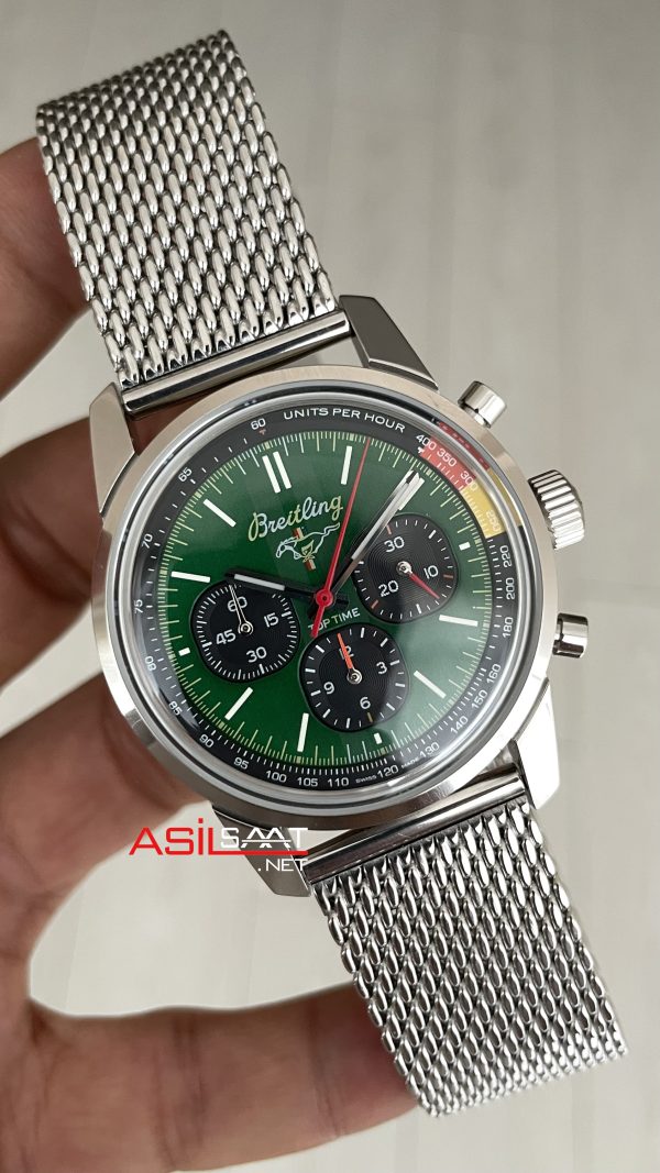 Breitling Ford Mustang Top Time B01 Yeşil Kadran AB017 Silver 41mm Replika Saat Breitling Ford Mustang Top Time B01 Yeşil Kadran AB017 Silver 41mm Replika Saat