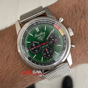 Breitling Ford Mustang Top Time B01 Yeşil Kadran AB017 Silver 41mm Replika Saat