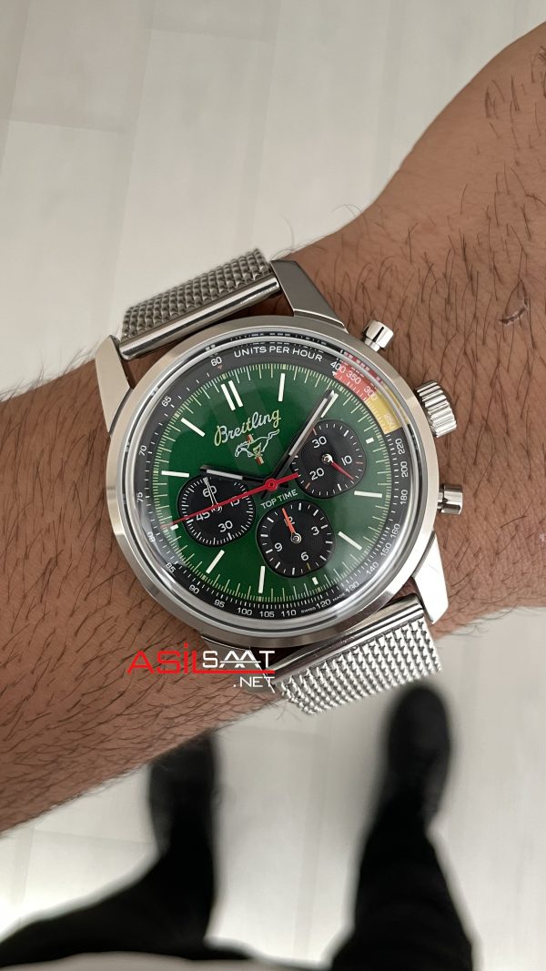Breitling Ford Mustang Top Time B01 Yeşil Kadran AB017 Silver 41mm Replika Saat Breitling Ford Mustang Top Time B01 Yeşil Kadran AB017 Silver 41mm Replika Saat