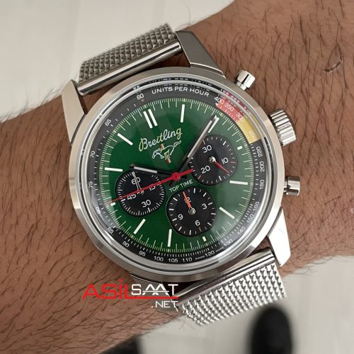 Breitling Ford Mustang Top Time B01 Yeşil Kadran AB017 Silver 41mm Replika Saat