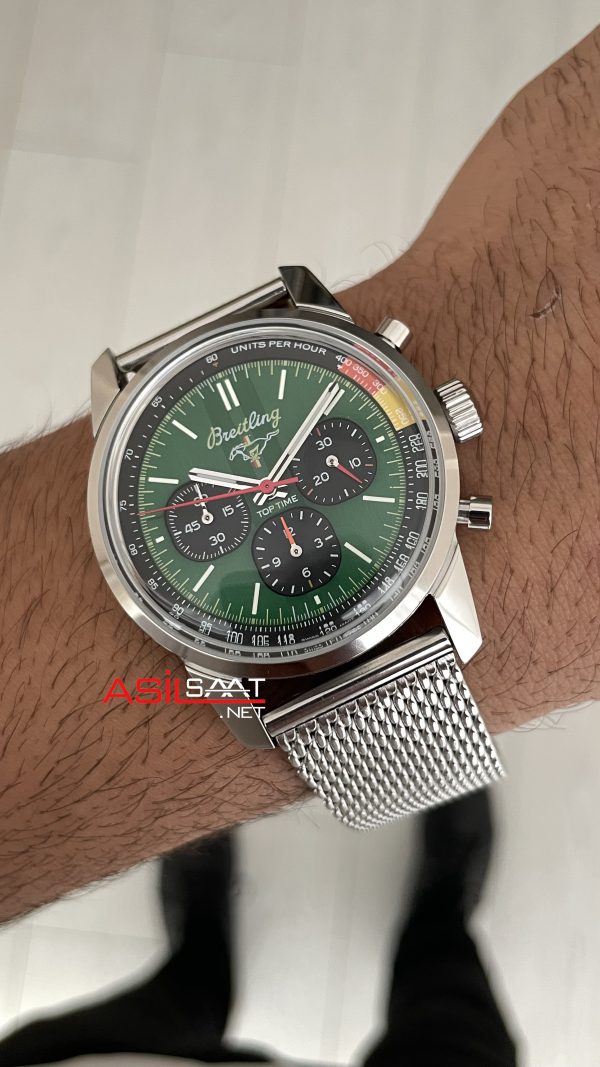 Breitling Ford Mustang Top Time B01 Yeşil Kadran AB017 Silver 41mm Replika Saat Breitling Ford Mustang Top Time B01 Yeşil Kadran AB017 Silver 41mm Replika Saat