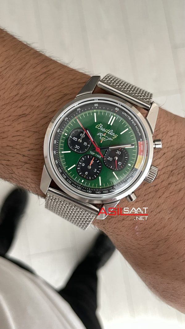 Breitling Ford Mustang Top Time B01 Yeşil Kadran AB017 Silver 41mm Replika Saat Breitling Ford Mustang Top Time B01 Yeşil Kadran AB017 Silver 41mm Replika Saat