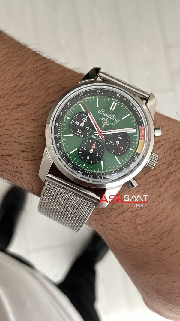 Breitling Ford Mustang Top Time B01 Yeşil Kadran AB017 Silver 41mm Replika Saat Breitling Ford Mustang Top Time B01 Yeşil Kadran AB017 Silver 41mm Replika Saat