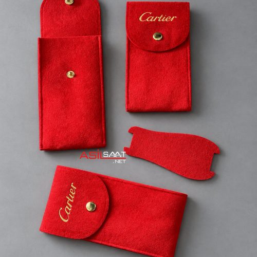 Cartier Saat Süet Kılıfı Kırmızı