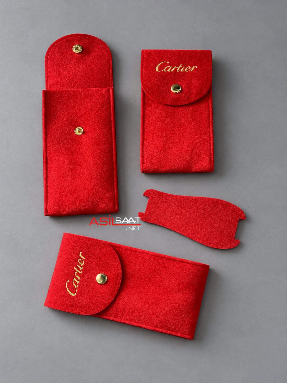 Cartier Saat Süet Kılıfı Kırmızı Cartier Saat Süet Kılıfı Kırmızı