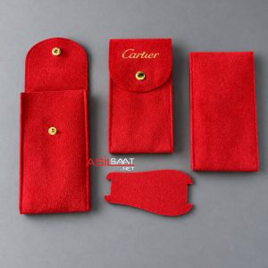 Cartier Saat Süet Kılıfı Kırmızı