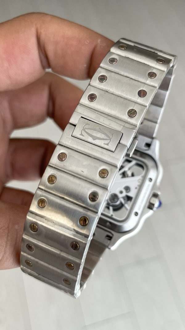Cartier Santos WHSA0019 Skeleton Large 40mm Silver Rosegold Replika Saat Cartier Santos WHSA0019 Skeleton Large 40mm Silver Rosegold Replika Saat
