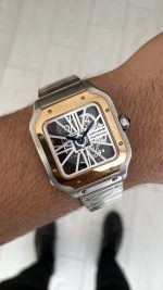 Cartier Santos WHSA0019 Skeleton Large 40mm Silver Rosegold Replika Saat