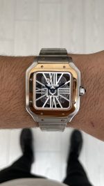 Cartier Santos WHSA0019 Skeleton Large 40mm Silver Rosegold Replika Saat