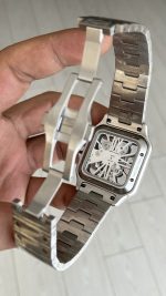 Cartier Santos WHSA0019 Skeleton Large 40mm Silver Rosegold Replika Saat