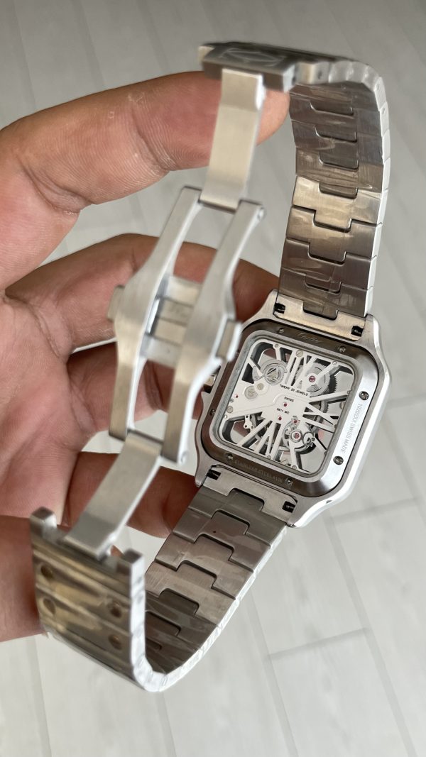 Cartier Santos WHSA0019 Skeleton Large 40mm Silver Rosegold Replika Saat Cartier Santos WHSA0019 Skeleton Large 40mm Silver Rosegold Replika Saat