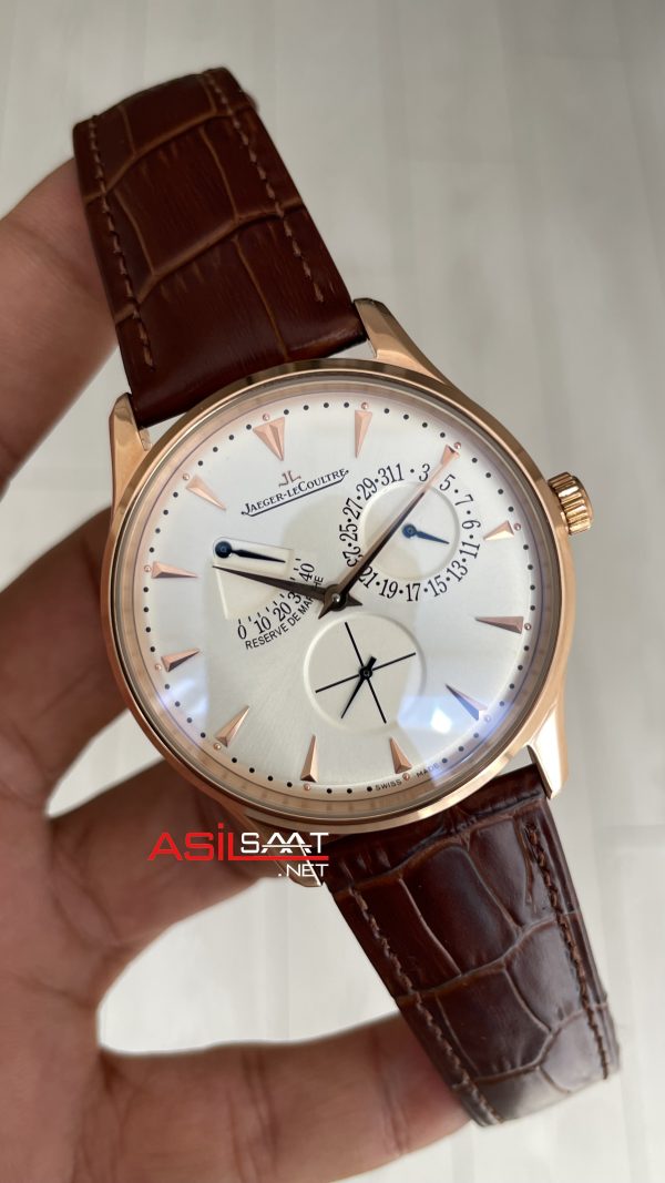 Jaeger-LeCoultre Master Ultra Thin Réserve de Marche Rosegold 40mm Beyaz Kadran Replika Saat Jaeger-LeCoultre Master Ultra Thin Réserve de Marche Rosegold 40mm Beyaz Kadran Replika Saat