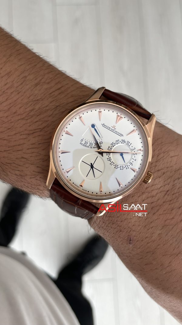 Jaeger-LeCoultre Master Ultra Thin Réserve de Marche Rosegold 40mm Beyaz Kadran Replika Saat Jaeger-LeCoultre Master Ultra Thin Réserve de Marche Rosegold 40mm Beyaz Kadran Replika Saat