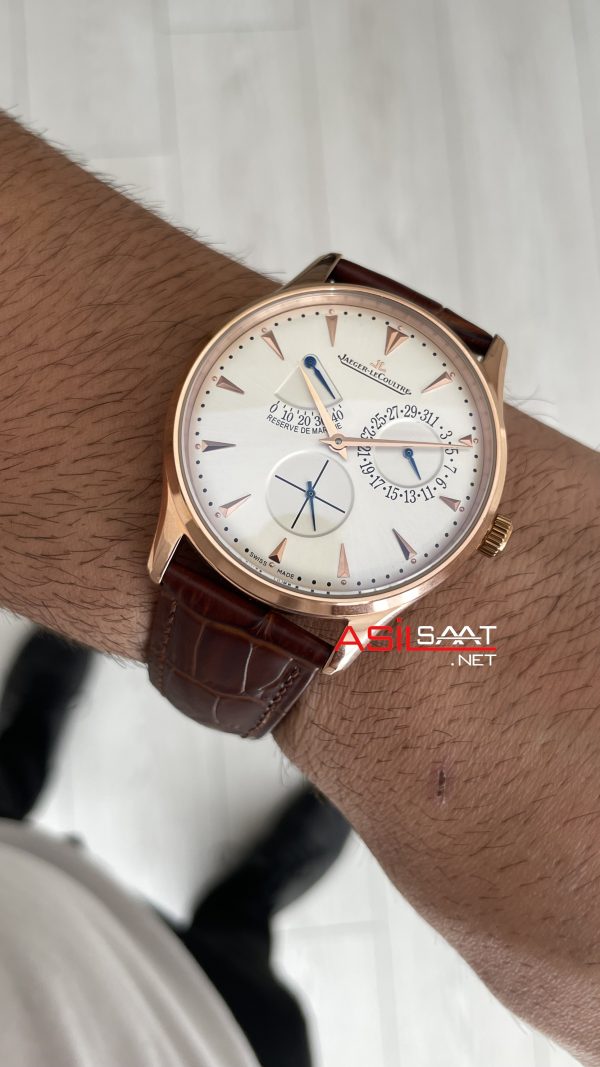 Jaeger-LeCoultre Master Ultra Thin Réserve de Marche Rosegold 40mm Beyaz Kadran Replika Saat Jaeger-LeCoultre Master Ultra Thin Réserve de Marche Rosegold 40mm Beyaz Kadran Replika Saat