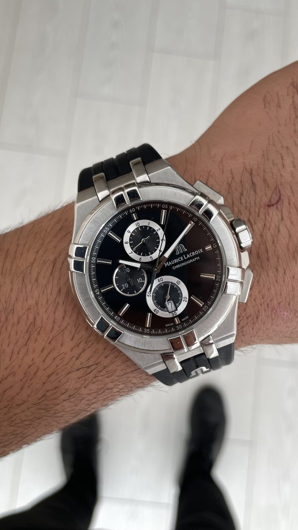 Maurice Lacroix Aikon Chronograph ML-AI1018SS001330-2 Siyah Kadran Swiss ETA Saat