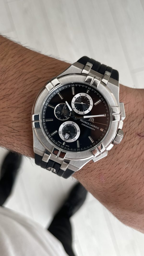 Maurice Lacroix Aikon Chronograph ML-AI1018SS001330-2 Siyah Kadran Swiss ETA Saat
