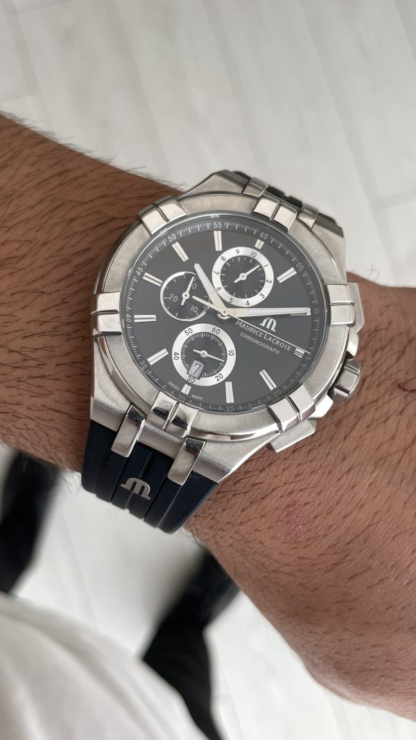 Maurice Lacroix Aikon Chronograph ML-AI1018SS001330-2 Siyah Kadran Swiss ETA Saat