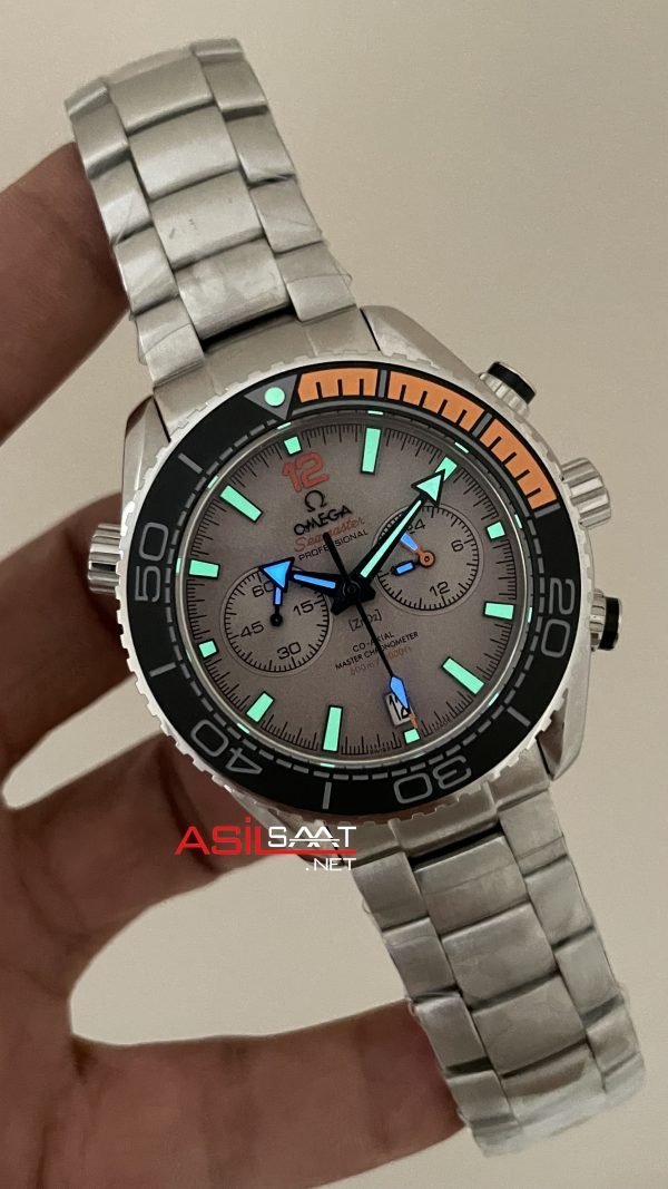 Omega Planet Ocean Seamaster 600M Chronograph Füme Kadran 45mm Replika Saat