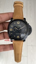 Panerai Luminor Ceramica GMT Power Reserve PAM00441 Kahverengi 44mm Black PVD Replika Saat