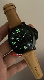 Panerai Luminor Ceramica GMT Power Reserve PAM00441 Kahverengi 44mm Black PVD Replika Saat