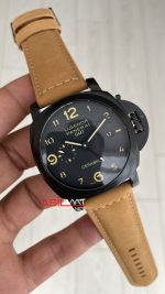 Panerai Luminor Ceramica GMT Power Reserve PAM00441 Kahverengi 44mm Black PVD Replika Saat