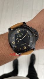 Panerai Luminor Ceramica GMT Power Reserve PAM00441 Kahverengi 44mm Black PVD Replika Saat