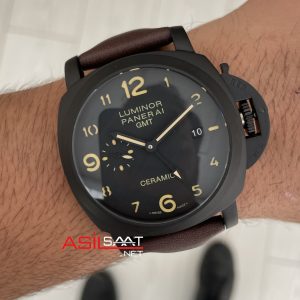 Panerai Luminor Ceramica GMT Power Reserve PAM00441 Kahverengi 44mm Black Replika Saat