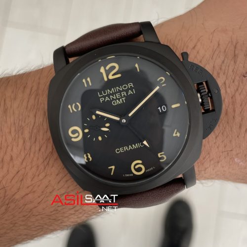 Panerai Luminor Ceramica GMT Power Reserve PAM00441 Kahverengi 44mm Black Replika Saat