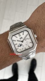 Patek Philippe Cubitus 5822P Date Day Moon Phase 45mm Silver Beyaz Kadran