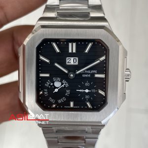Patek Philippe Cubitus 5822P Date Day Moon Phase 45mm Silver Siyah Kadran