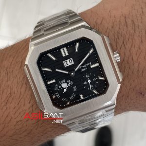 Patek Philippe Cubitus 5822P Date Day Moon Phase 45mm Silver Siyah Kadran