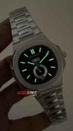 Patek Philippe Nautilus 5726 Annual Calendar Moonphase Silver Siyah Kadran Replika Saat