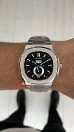 Patek Philippe Nautilus 5726 Annual Calendar Moonphase Silver Siyah Kadran Replika Saat