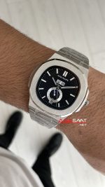 Patek Philippe Nautilus 5726 Annual Calendar Moonphase Silver Siyah Kadran Replika Saat