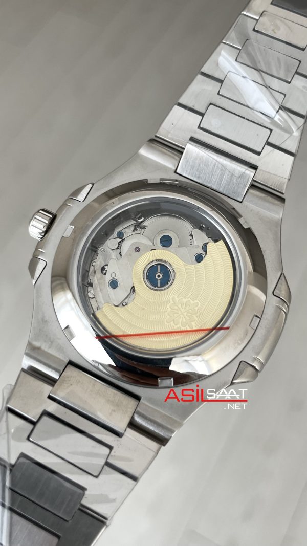 Patek Philippe Nautilus 5726 Annual Calendar Moonphase Silver Siyah Kadran Replika Saat Patek Philippe Nautilus 5726 Annual Calendar Moonphase Silver Siyah Kadran Replika Saat