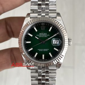 Rolex Datejust Ombre Green 126334 Jubilee 41mm Yeşil Kadran VS Factory V2 | Tungsten 18K | DD3235 | High Weight | Super Clone Swiss ETA Saat