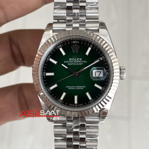 Rolex Datejust Ombre Green 126334 Jubilee 41mm Yeşil Kadran VS Factory V2 | Tungsten 18K | DD3235 | High Weight | Super Clone Swiss ETA Saat