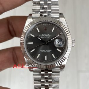 Rolex Datejust Rhodium Grey 126334 Jubilee 41mm Gri Kadran VS Factory V2 | Tungsten 18K | DD3235 | High Weight | Super Clone Swiss ETA Saat
