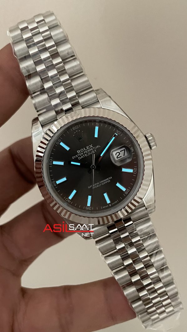 Rolex Datejust Rhodium Grey 126334 Jubilee 41mm Gri Kadran VS Factory V2 | Tungsten 18K | DD3235 | High Weight | Super Clone Swiss ETA Saat