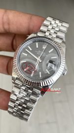 Rolex Datejust Rhodium Grey 126334 Jubilee 41mm Gri Kadran VS Factory V2 | Tungsten 18K | DD3235 | High Weight | Super Clone Swiss ETA Saat