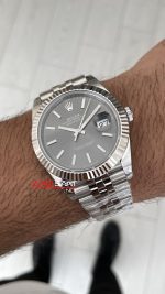 Rolex Datejust Rhodium Grey 126334 Jubilee 41mm Gri Kadran VS Factory V2 | Tungsten 18K | DD3235 | High Weight | Super Clone Swiss ETA Saat